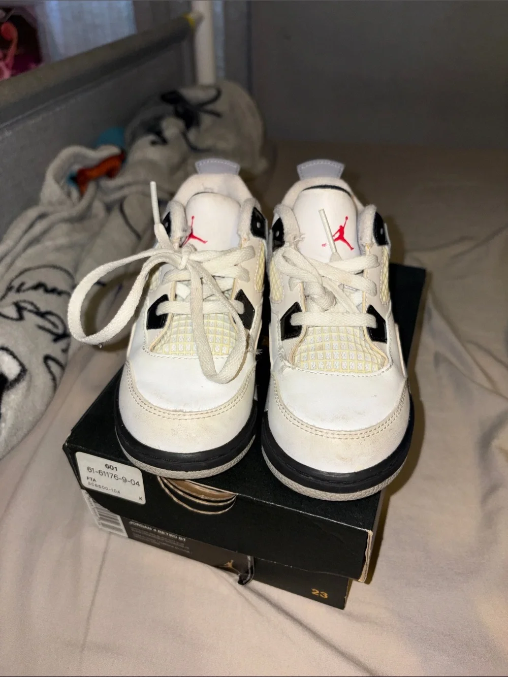 Jordan Kids White, Black & Red Retro Sneakers